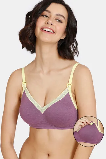 Buy Zivame Maternity Double Layered Non Wired 3/4th Coverage Maternity / Nursing Bra - Purple Passion